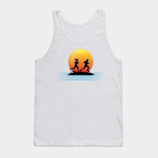 Sunset woman-man running Tank Top